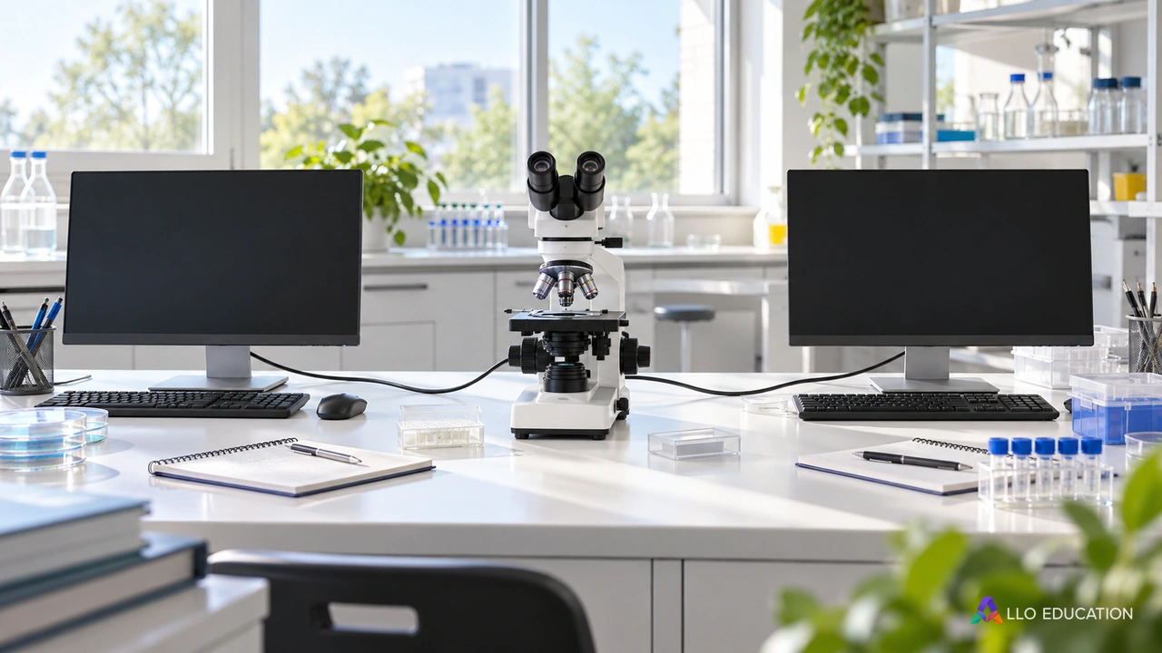 Microscope partagé entre deux postes reliés par un câble.